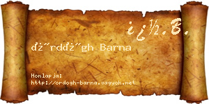 Ördögh Barna névjegykártya