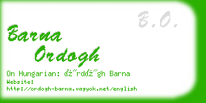 barna ordogh business card